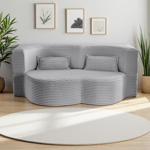 78" Plush Corduroy Floor Sofa Bed with Foam Support, Convertible, No Assembly - 1 of 4