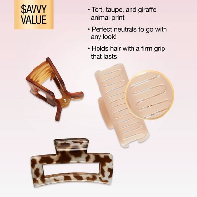 scunci Medium Sized Rectangle Claw Clips - All Hair - 3pcs - image 5