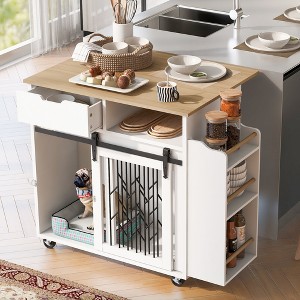 Whisen 2 in 1 Dog Crate Kitchen Island End Table - 1 of 4