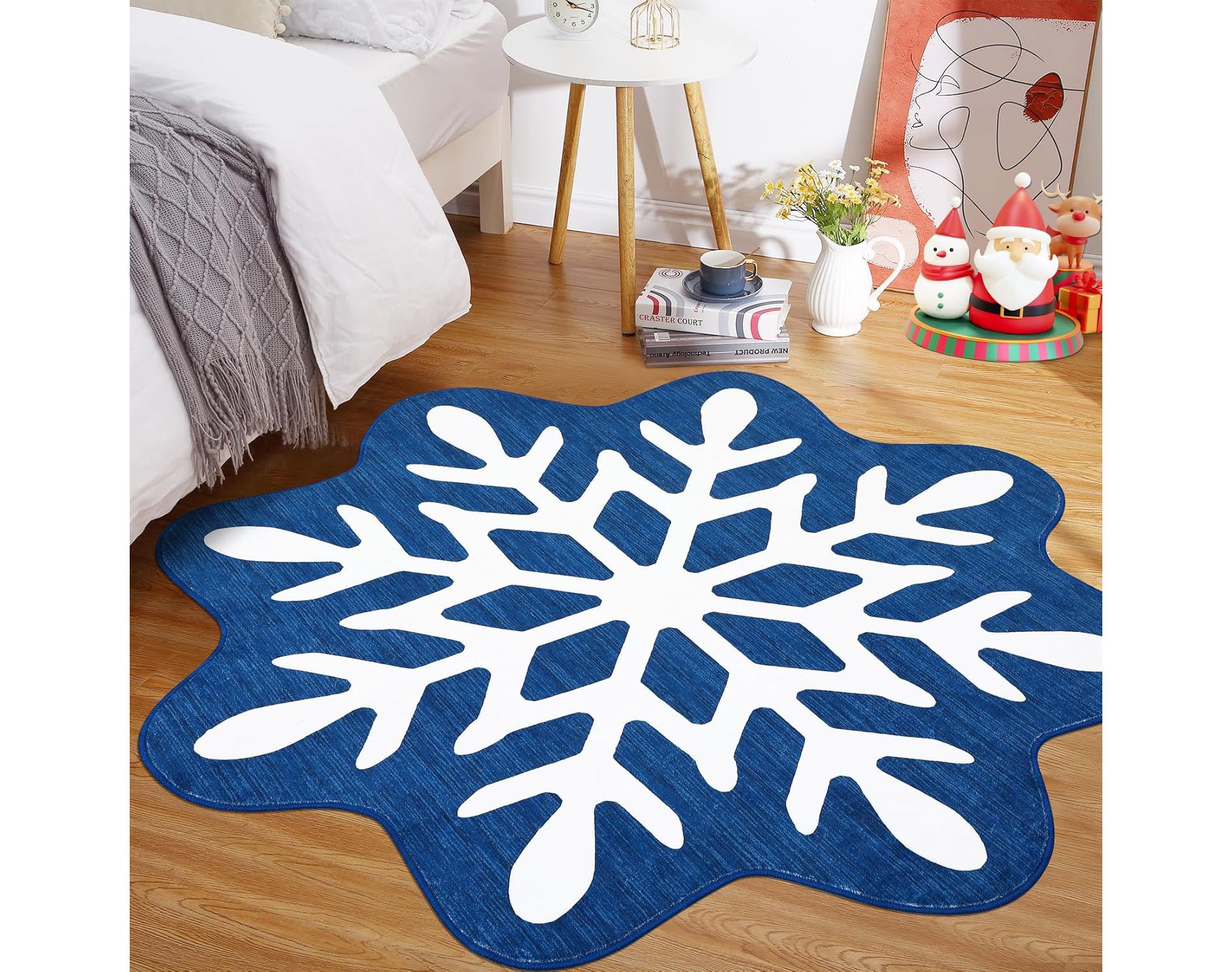 Christmas Snowflake Mat  Washable Bathroom Rug, Non-Slip Welcome Doormat for Entryway, Porch, Kitchen, or Bedroom Winter Decor