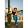 Women's High Waist Satin Midi Skirt - Elegant A-Line Silky Skirt Dark Blue - 3 of 4