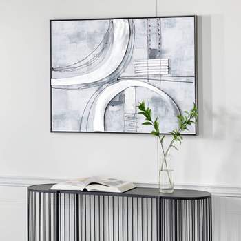 Canvas Metal Abstract Framed Wall Art with Black Frame Gray - Olivia & May