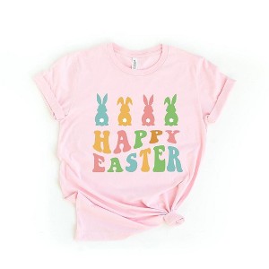 Simply Sage Market Women's Happy Easter Pastel Bunnies Short Sleeve Graphic Tee - 1 of 4