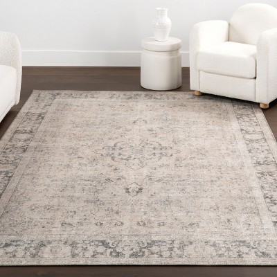 Hillstone Collection 9' x 12' Red Synthetic Vintage Medallion Area Rug