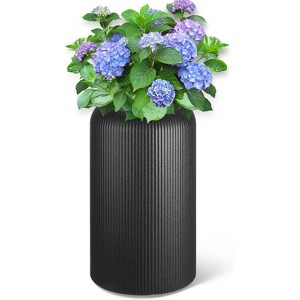 Set of 2 Large 29" Black Planters, Tall Flower Pots with Self-Watering System & Water Level Monitor, Indoor/Outdoor for Patio, Garden, Office - 1 of 4