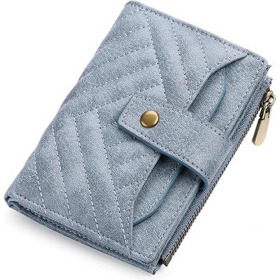 BEAFUP Small Wallet for Women,with 9 Credit Card Slots and 3 Clear Windows & 1 Zipper Pocket Leather Bifold Compact RFID Blocking Wallet