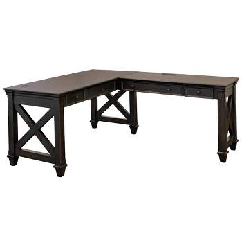 Kingston Traditional Wood Open L-Desk & Return Dark Brown - Martin Furniture