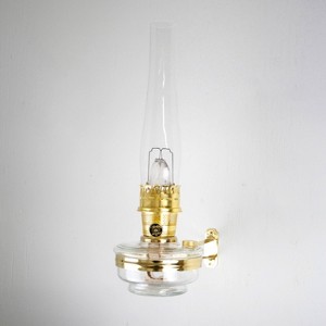 Aladdin Wall Mount Oil Lamp, Genie III Regency Fuel Lighting for Homesteaders or Emergencies, Clear Glass, 18 inches tall, Brass Trim - 1 of 4