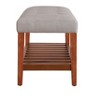 Airsurfer Solid Oak Entryway Bench with Upholstered Cushion and Lower Slatted Storage Benches - 4 of 4
