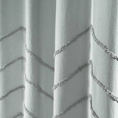 Pastel Blue Cotton Chevron Light-Filtering Curtain Panels