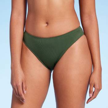 Tame Olive Green High-Waisted Bikini Bottoms