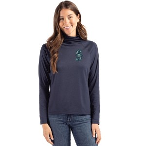 Seattle Mariners Cutter & Buck Coastline Epic Comfort Recycled Womens Funnel Neck - 1 of 1