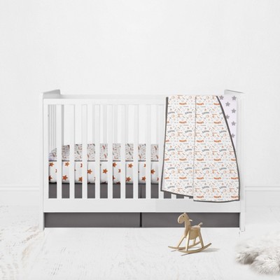 Bacati - Boys Basketball Muslin Orange Gray 3 pc Crib Bedding Set