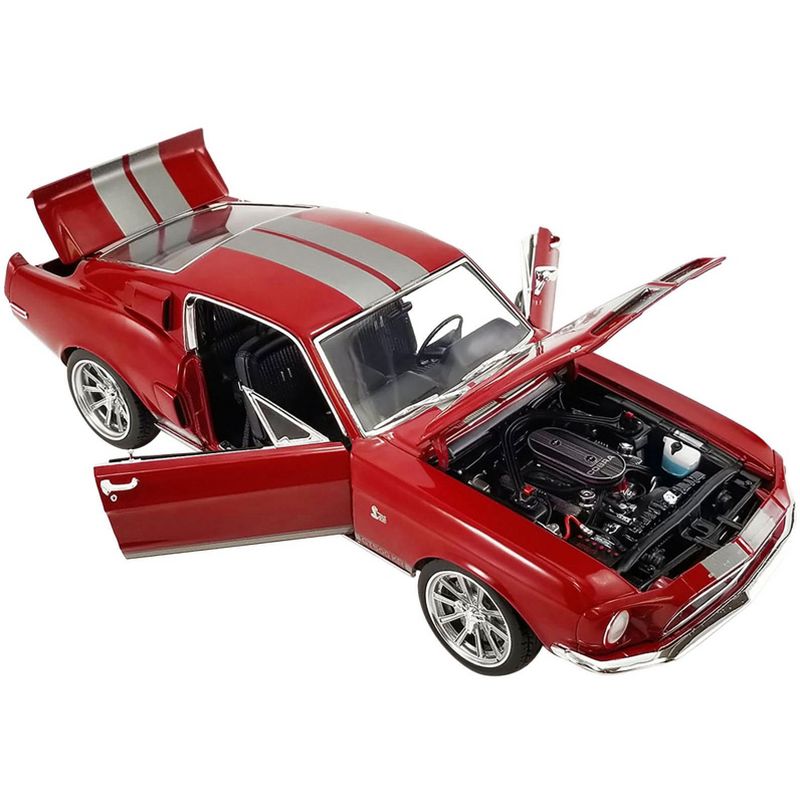1968 Ford Mustang Shelby GT500 KR Restomod Candy Apple Red w/Silver Met. Stripes Ltd Ed 1254 pcs 1/18 Diecast Model Car by ACME, 2 of 7