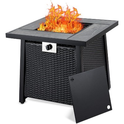 Nasitip 28" 50,000BTU Propane Fire Pit Table, CSA Certified Steel Fire Table with Cover, Black