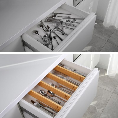 Natural Bamboo Adjustable Drawer Dividers 17-22" - 4-Pack