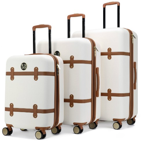 Badgley Mischka Grace 3pc Expandable Hardside Spinner Luggage Set Retro White Target