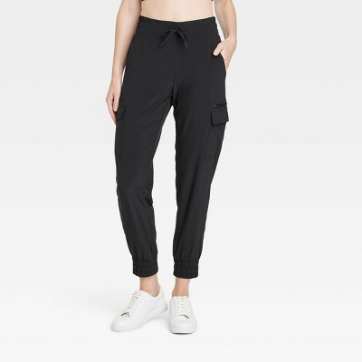 Women's Flex Woven Mid-rise Cargo Joggers - All In Motion™ Black Xs : Target