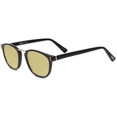Scott&Zelda SZ7436 Unisex Polarize Bi-Focal Sunglass 41 OPTION Black Silver 49mm Blue Mirror +1.00