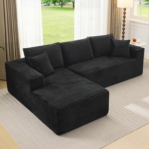 Coucheta 108" Boneless Sectional Cloud Couch Collection - L-Shape with Chaise, Corduroy Fabric, Modern Modular, No Assembly, Multiple Colors - 1 of 4