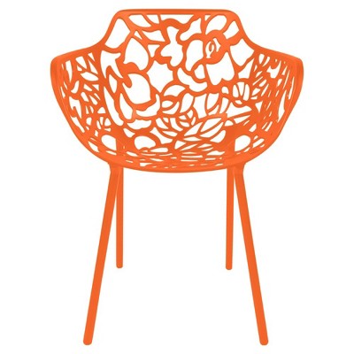 Devon Orange Aluminum Flower Design Dining Armchair Set