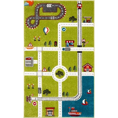 Carousel Kids Crk192 Power Loomed Area Rug - Green/ivory - 5'3