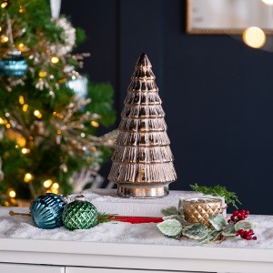 Whisen 11.8" Bohemian Styled Eye Cathcing Brown Ceramic Tree with Shiny Metallic Finish, Christmas Decor - Multicolor - 1 of 4