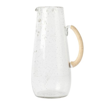 Cravings By Chrissy Teigen 10.75 Inch Tall Speckled Glass Pitcher with Rattan Handle