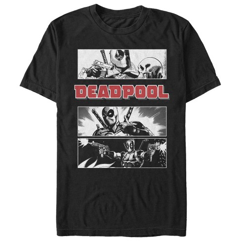 Men's Marvel Deadpool Grayscale Panels T-shirt - Black - Small : Target