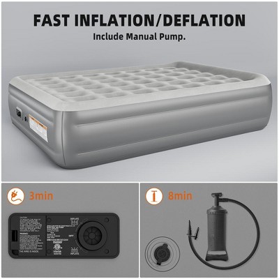 Whizmax Queen Air Mattress with 2 Pumps, 18" Raised Inflatable Mattress, Comfort Blow Up Mattress, Waterproof, Foldable, Grey