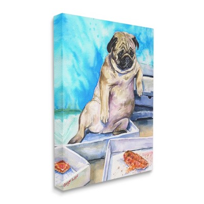 Stupell Industries Chubby Pug Dog with Pizza Boxes Pet Portrait