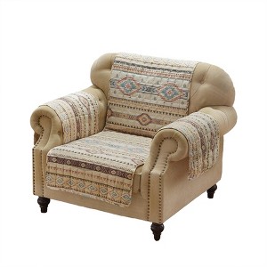 Reversible Phoenix Arm Chair Furniture Protector Slipcover Tan - Greenland Home Fashions: Southwestern Design, Elastic Strap, Machine Washable - 1 of 4