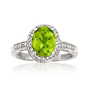 Ross-Simons 1.90 Carat Peridot and Diamond-Accented Ring in Sterling Silver - 1 of 4