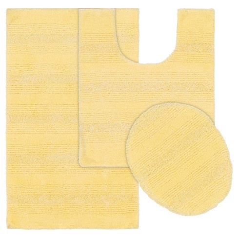 3pc Nylon Washable Bathroom Rug Set Yellow - Garland Rug: Machine Made, Non-skid, Tufted Design ...