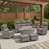 Belord All Weather Wicker Patio Furniture Set 6 Pieces, 6-INCH Extra Thick Cushion Outdoor Patio Firepit Set with Patio Sofa Swivel Chair and Ottoman - 3 of 4