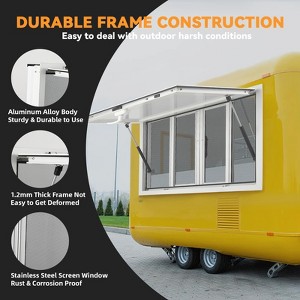 Concession Window ,Aluminum Alloy Concession Serving Window with 4 Horizontal Sliding Screen Windows & Awning Door & Drag Hook, Stand Serving Window - 1 of 4
