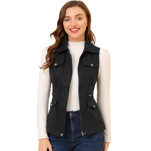 Allegra K Womens Denim Vest Buttoned Washed Waistcoat Jeans Gilet Sleeveless Jacket