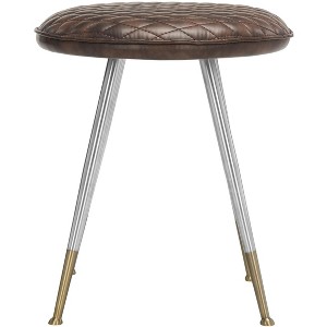 Brinley Mid-Century Modern Stool - FOX1704 - Antique Brown - Safavieh Couture - 1 of 4