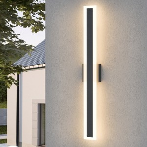 LamQee Black Long Outdoor Wall Lights Modern Exterior Lighting Fixtures LED Linear Outdoor Wall Sconces Lighting - 1 of 4