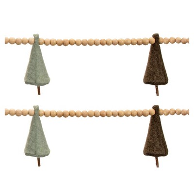 Beaded Pine Tree Garland with Felt Wool Accents, 65.5"