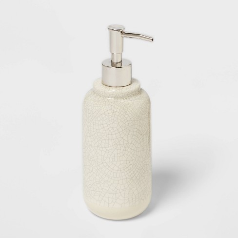 White Ceramic Soap Dispenser for Bathroom Kitchen Countertop - Lotion & Liquid Dispenser Soap Bottle (Ceramic)