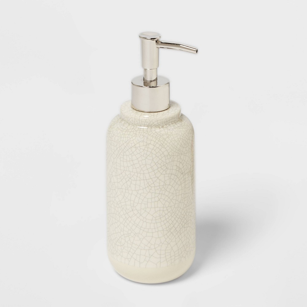 Photos - Soap Holder / Dispenser Soap Pump Ceramic Crackle Cream - Threshold™