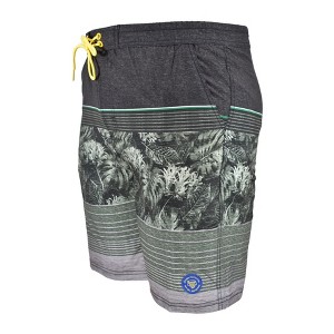 Banana Boat UPF50+  Men's Swim Trunks Palm Leaf Swimsuit | Blue and Gray - 1 of 4