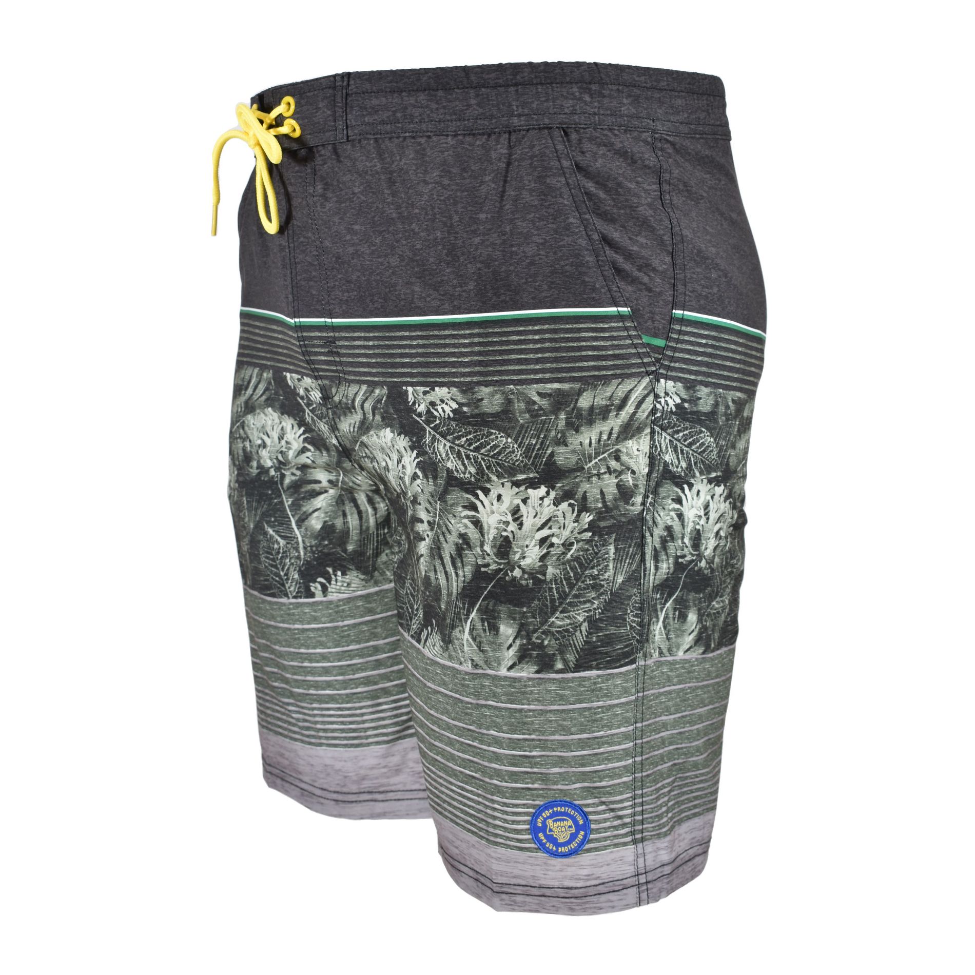 Banana Boat UPF50+  Men's Swim Trunks Palm Leaf Swimsuit | Blue and Gray