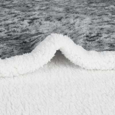 Catalonia Melange Dark Grey Reversible Sherpa Fleece Throw Blanket