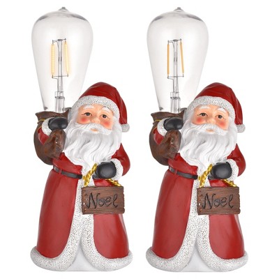 Yescom 2 Pack Christmas Tabletop Scenes Decoration Resin Santa Claus for Theme Party Wedding Home Red