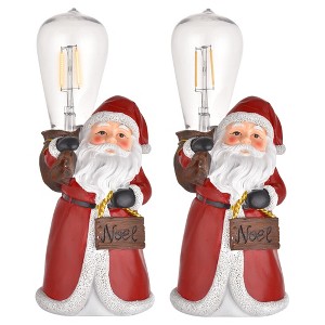 Yescom 2 Pack Christmas Tabletop Scenes Decoration Resin Santa Claus for Theme Party Wedding Home Red - 1 of 4