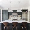 PAKOKULA 1-Light White Dome Pendant with Marble-Striped Metal Shade - 3 of 4