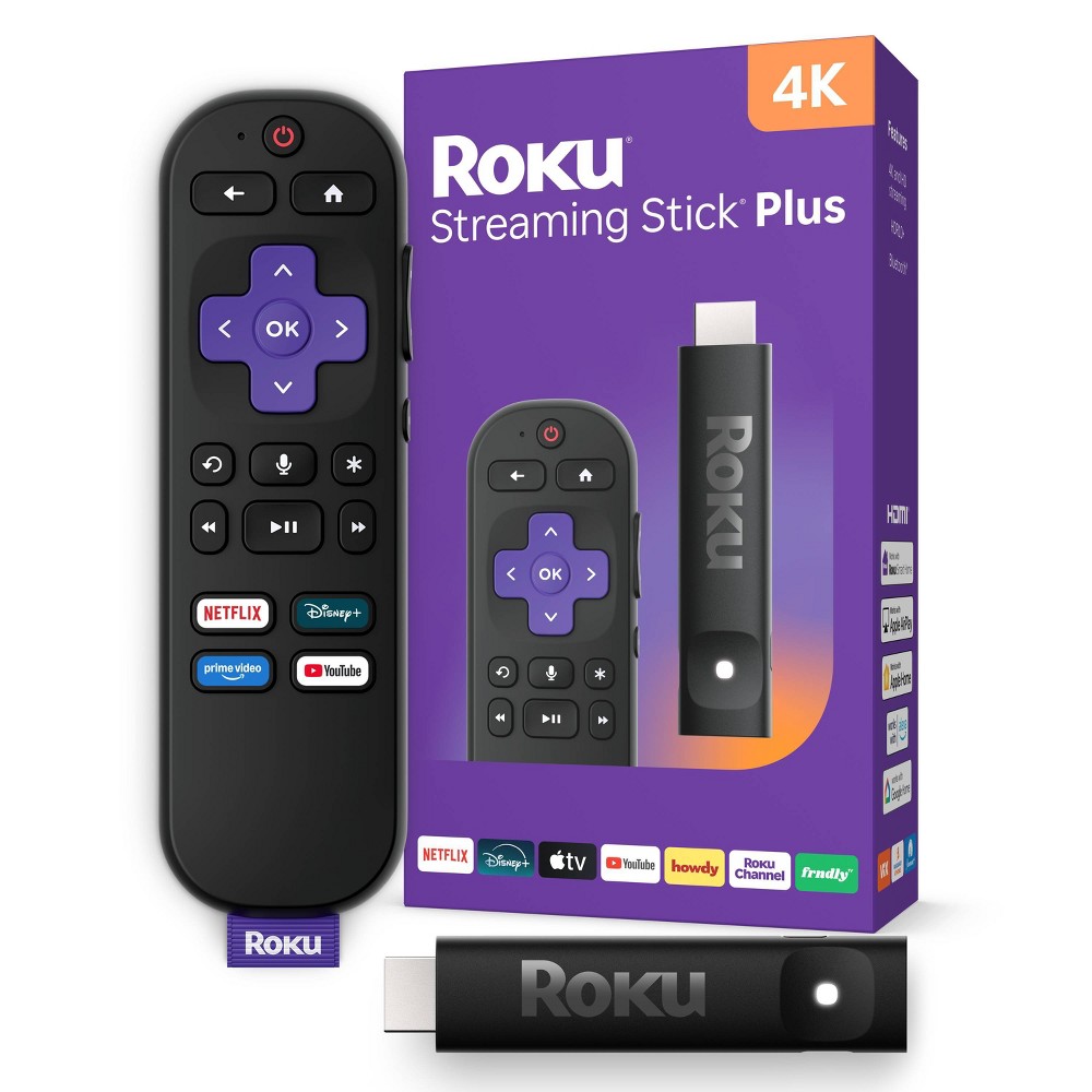 Roku Streaming Stick Plus 2025 4K and HDR Streaming Device with Voice Remote - Free and Live TV Access: Wi-Fi Connectivity, HDMI Compatibility