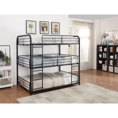 NicBex Triple Full Bunk Bed with Full Length Guardrail,Loft Bed with 2 Built-in Ladders,Modern Bunk Beds,Noise Reduced Bunk Beds for Bedroom